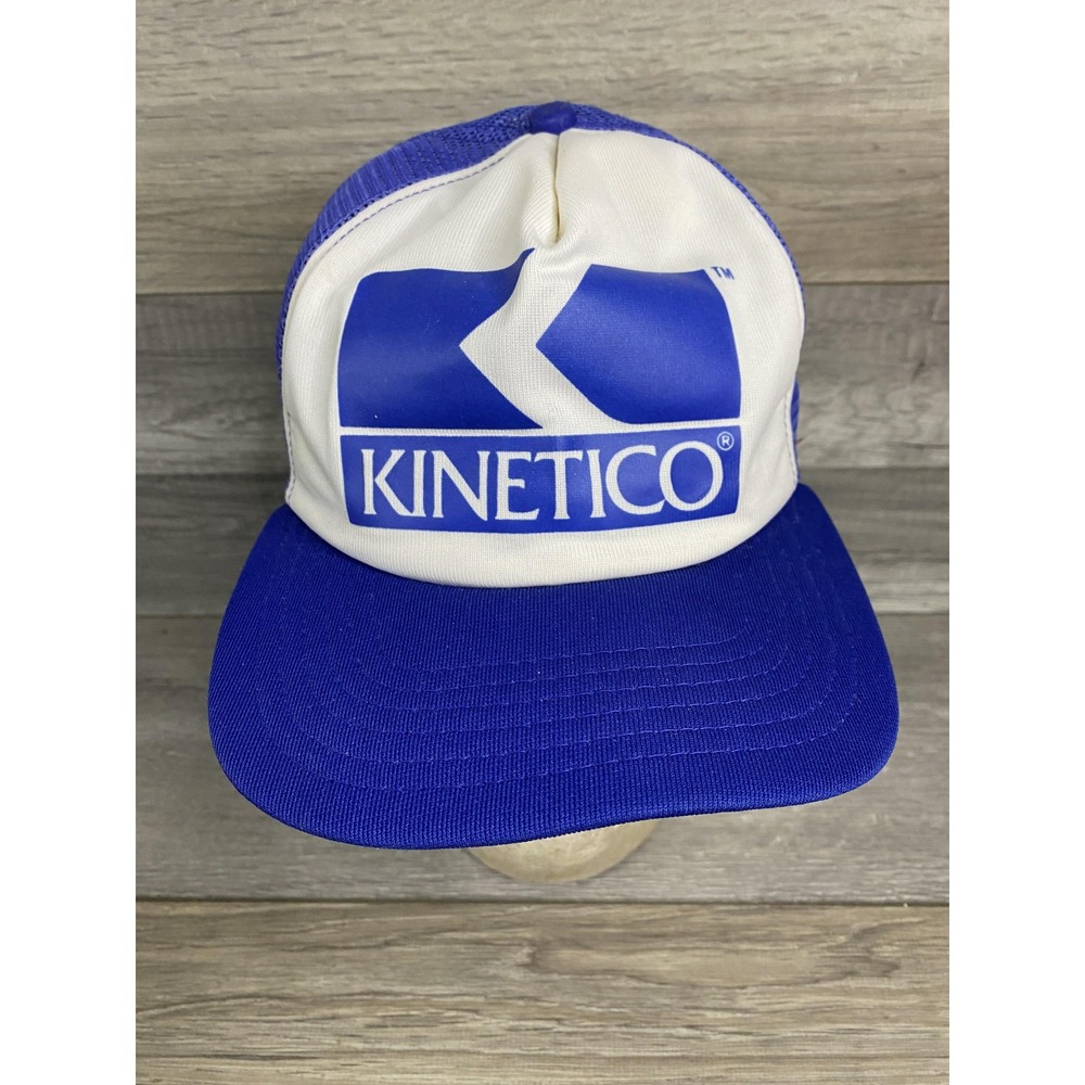 Vintage‎ Kinetico New Era Hat Cap Snap Back Blue Mesh Trucker One Size Mens 80s